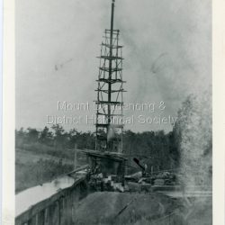 Detailed inscription on the back of photograph handwritten by John Lundy-Clarke. Child Bros Sawmill from west about 1903.