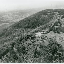 Looking north towards Mt Dandenong 'City Lights' estate 1961. Viola Court in foreground, Ridge Road winding up the hill towards the Observatory.