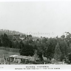 View looking west to Mt Dandenong Road and Ridge Road. Looking across to where the Log Cabin (Kellys) would now be