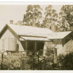 Front of school house that was the residence for the Headmaster of Mount Dandenong State School and his family. Taken in 1939 when M. F. Morris was Headmaster.: On back of photo: School House Mount Dandenong 1939