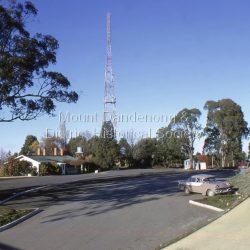 Mount Dandenong Observatory - one of the most popular destinations since tourism started in the Dandenongs.
The Observatory Tea Rooms opened in the 1930s and were replaced by the original SkyHigh Restaurant in 1970.
This photograph, taken in the 1960s, features the GTV9 television tower which was erected 1955/56.