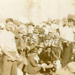 Easter Sports Carnival at Olinda held Easter Monday. Photograph shows men in the woodchop event. These sports days ceased after WW1. c1907