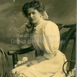 Studio photograph of Eunice Chapman, nee Haddrick, Ed Chapman's mother. Late 1800s: On back of photo - Eunice Chapman nee Hadrick.