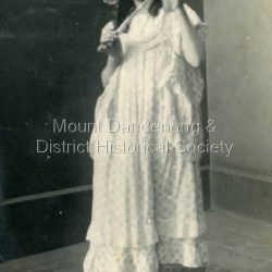 Photograph of Jessie Gill in a Cinderella Pantomime December 1921.: To dear Mrs Dorey with fondest love from Jessie. Cinderella Pantomime. 12.12.21