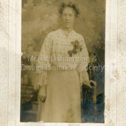 Studio photograph of Mary Dorey 1883-1918. Mary was the elder sister of Iris Dorey. Mary died on Feb 27th, 1918 after a fall downstairs at Quamby following an epileptic seizure.