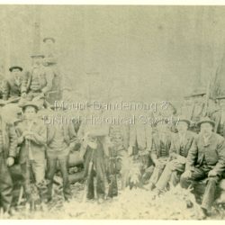 Hazy photograph of Olinda and Mt Dandenong men at the Olinda Rifle Range 1909.