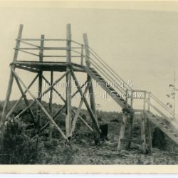 c1910 Lookout tower on the hill behind tthe school at Olinda. This shows the first one built. It was followed by a covered lookout. This position lost its value when the trees grew high. The descriptive text on the reverse of this photograph was hand written by John Lundy-Clarke.: The lookout on the top of Mount Olinda 1910. This one was the first one it was followed by a covered one but the position lost its value with the growth of trees in the area. It is looking towards what is now Kalorama and the Jeeves clearing in the gap can be seen at the extreme left. c1910 Lookout tower on the hill behind tthe school at Olinda. This shows the first one built. It was followed by a covered lookout. This position lost its value when the trees grew high. The descriptive text on the reverse of this photograph was hand written by John Lundy-Clarke.: The lookout on the top of Mt Olinda 1910. This one was the first one it was followed by a covered one but the position lost its value with the growth of trees in the area. It is looking towards what is now Kalorama and the Jeeves clearing in the gap can be seen at the extreme left.