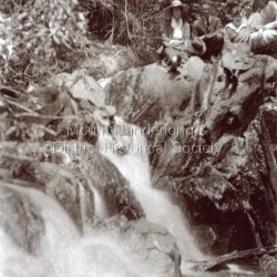 Posed photograph of a group at Olinda falls
