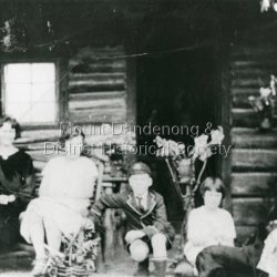 Patrons on the verndah of the Olinda Wine Hall built by Joseph Gutmann in 1900. The Post Office was attached to the Wine Hall.