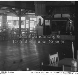 In the 1950s the Sassafras Cabaret - later The Hideaway - was a very popular restaurant, known particularly for their Friday and Saturday Dinner Dances. The restaurant precinct also contained lovely gardens, averies etc.
By 1993 the site housed an Antique Market. The building was completely destroyed by fire in 1993 blaze.
